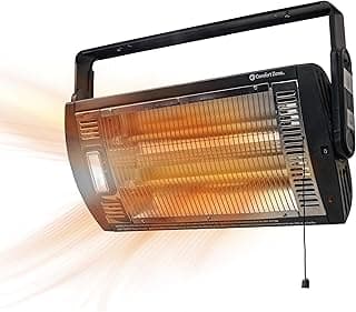 Comfort Zone Ceiling Mounted Space Heater, 90 Degree Adjustable Tilt, Dual Quartz, Radiant, Electric, Safety Grille, Overheat Protection, Hardware Included, Ideal for Workshop, Garage, 1,500W, CZQTV5M