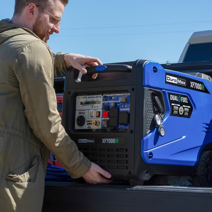 DuroMax XP7000iH 7,000-Watt Dual Fuel Portable Digital Inverter Generator - Gas & Propane, Remote Electric Start, RV & Emergency Ready