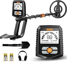 SUNPOW Metal Detector for Adults & Kids, Kids Metal Detector Waterproof for Gold Detecting, Stable Anti-Interference, Higher Accuracy, Bigger LCD Display, 4 Modes, IP68 Search Coil, OT-MD13
