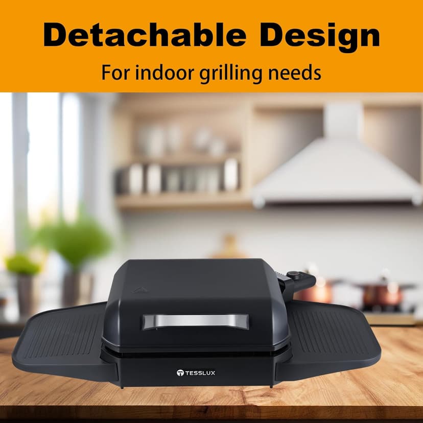 Outdoor Electric Grill & Griddle, 1500 Watts, Black