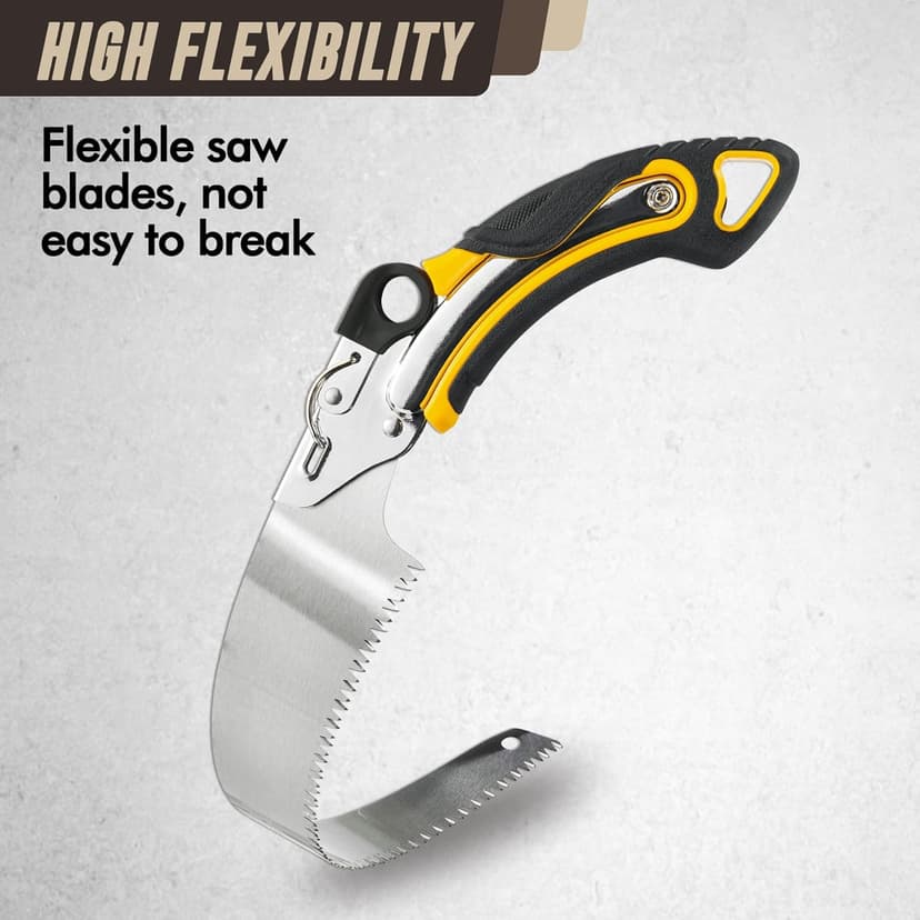 KATA 13.7 Inch Hand Pruning Saw Set, SK5 Curved and Straight Saw Blade in Oxford Safety Sheath, Survial Camping Hand Saw for Tree Trimming, Gardening, Wood Cutting