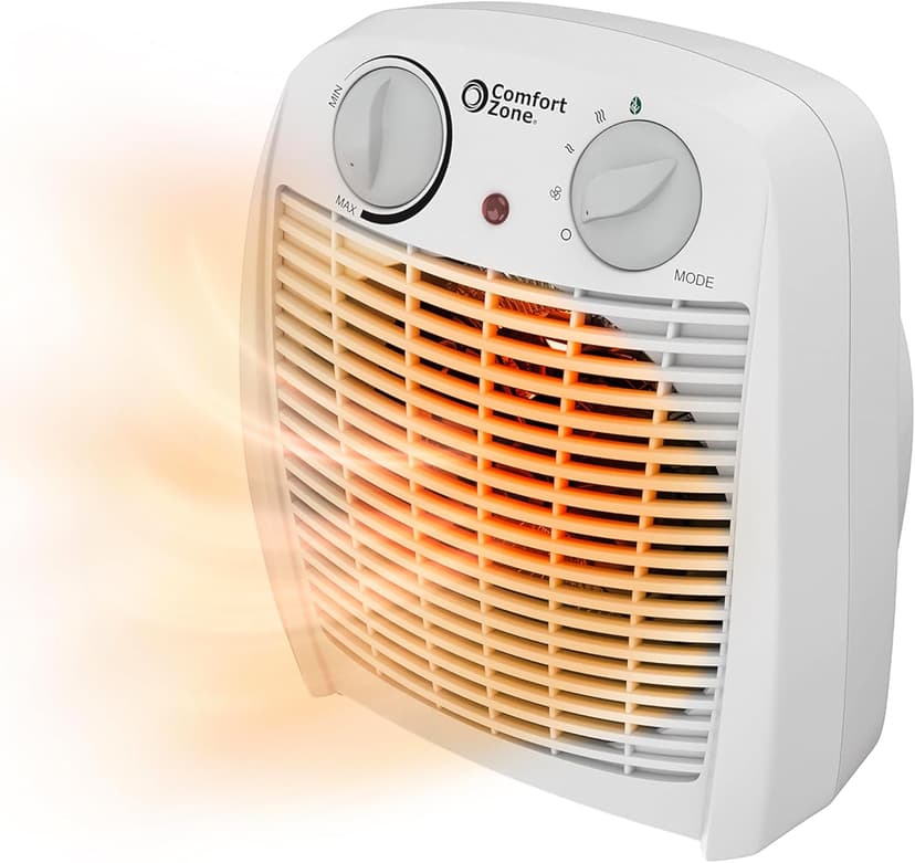 Comfort Zone Indoor Space Heater with Adjustable Thermostat, Fan Forced, Electric, Overheat Protection, Safety Tip-Over Switch, Energy Efficient, Ideal for Home, Bedroom, & Office, 1,500W, CZ45E