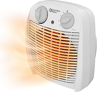 Comfort Zone Indoor Space Heater with Adjustable Thermostat, Fan Forced, Electric, Overheat Protection, Safety Tip-Over Switch, Energy Efficient, Ideal for Home, Bedroom, & Office, 1,500W, CZ45E