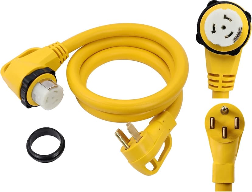ONETAK 14-50P to SS2-50R 6FT Right Angle 90 Degree 120V/240 50 Amp 4 Prong Male to Twist Lock Receptacle Generator RV Marine Shore Boat Power Cord Adapter