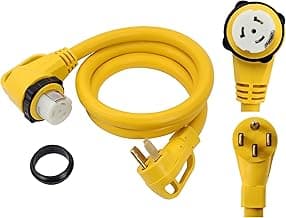 ONETAK 14-50P to SS2-50R 6FT Right Angle 90 Degree 120V/240 50 Amp 4 Prong Male to Twist Lock Receptacle Generator RV Marine Shore Boat Power Cord Adapter