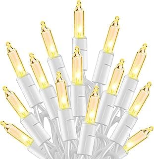 TW SHINE Warm White Christmas Lights, 20FT 100 Count Incandescent White Wire Christmas Tree Lights, Waterproof Xmas String Lights for Outdoor Indoor Home Party Decorations