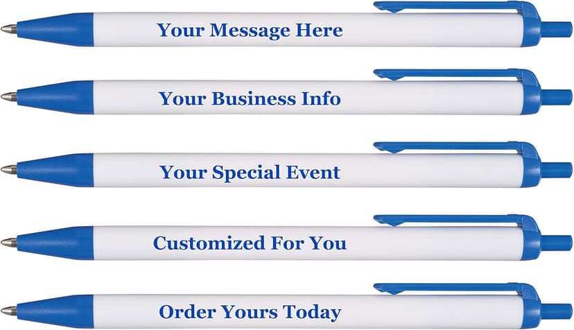 RevMark Personalized Ballpoint Pen, Custom Printed Name, Business or Event Information, Timeless Advertising, USA Made Pens, Promotional Marketing, Smooth Black Ink, Bulk Pack (Blue,50 Ct.)