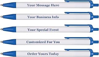 RevMark Personalized Ballpoint Pen, Custom Printed Name, Business or Event Information, Timeless Advertising, USA Made Pens, Promotional Marketing, Smooth Black Ink, Bulk Pack (Blue,50 Ct.)