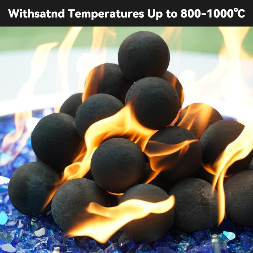Skyflame 2-Inch Ceramic Fire Balls, 25PCS Round Fire Pit Balls for Indoor and Outdoor Fire Bowl Fireplace DIY Accessory, Black