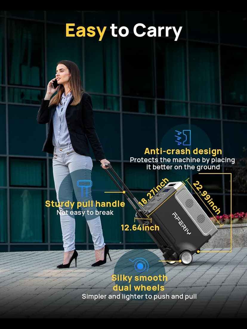 AFERIY 3840Wh Portable Power Station,120V AC Outlets x 5,2.5H Fast Charge,3600W LiFePO4 Battery Power Station,Solar Generator for Home Use,Outdoor Camping,Power Outage,Camping,RV,Emergencies