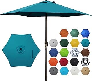 Blissun 7.5 ft Patio Umbrella, Yard Umbrella, Outdoor Market Umbrella with Push Button Tilt Crank (Cerulean)