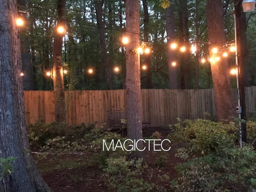 Magictec LED Shatterproof String Lights Commercial Grade with 15 Hanging Sockets 48 Ft Black Outdoor Weatherproof Cord Strand for Patio Garden Porch Backyard Bistro Gazebo Party Deck Yard