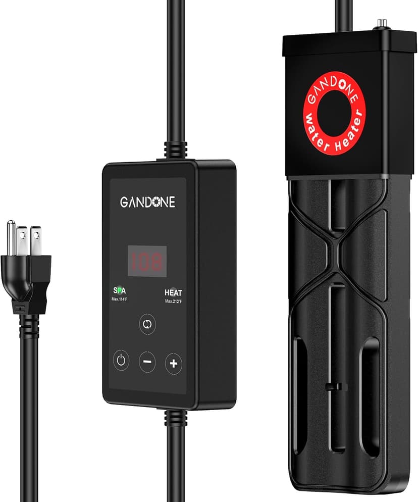 Dual Spa Water Heater, Portable Hot Tub Immersion Water Heater Cast Aluminum Submergible mit Temperature Sensor and Digital Display for Bathtub