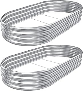 2pack 6×3×1ft Raised Garden Bed，Outdoor Galvanized Planter Boxes, Oval Large Metal Raised Garden Beds for Vegetables