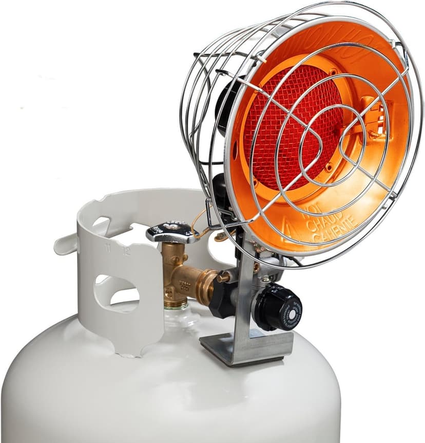 Avenger FBDTP15 Infra-Red Tank Top Outdoor Heater for Use with Propane Gas Tanks for Camping, Patios, and More, Single Burner, 15,000 BTU, Silver