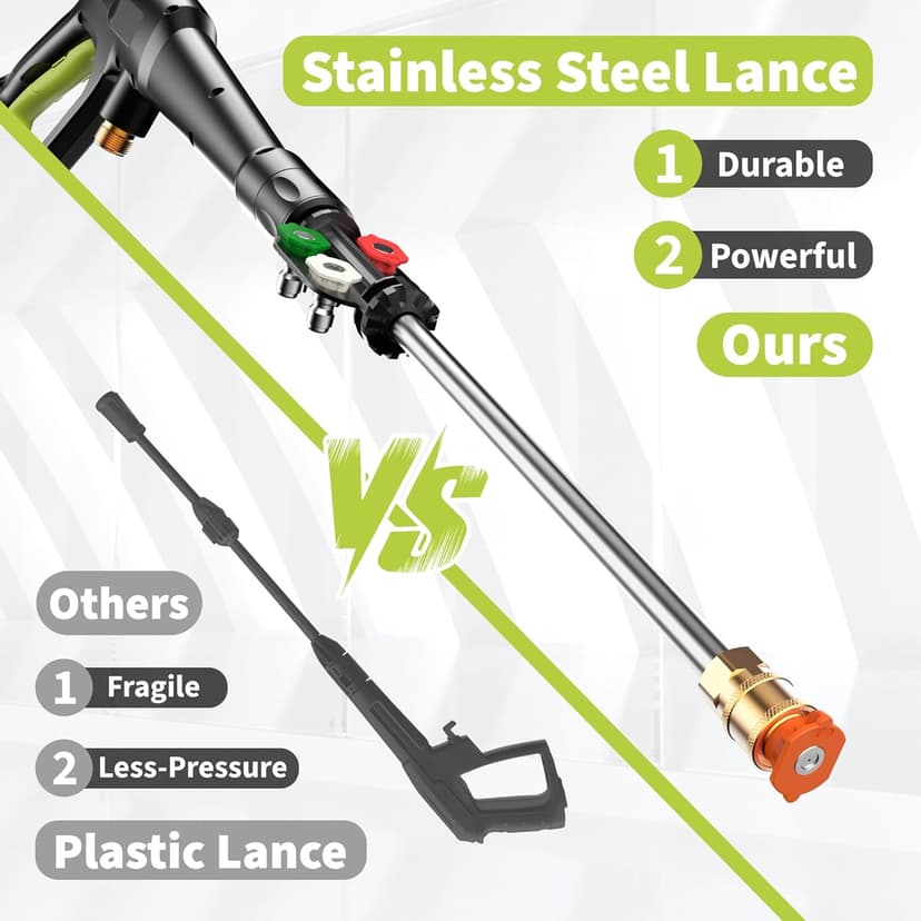Pressure Washer, Adjustable 5000 Max PSI 2.5 Max GPM, Power Washer with 33 FT Hose Reel, Steel Wand, 500ml Foam Cannon, 4-Nozzle Set, Electric Pressure Washer for Cars, Fences, Patios