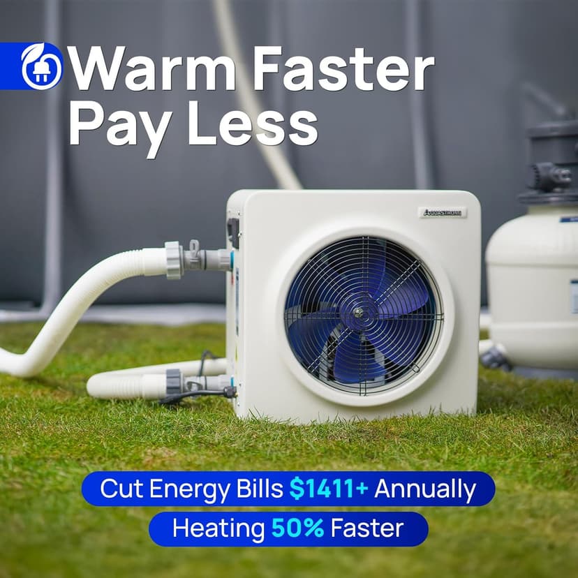 Aquastrong 16,000 BTU Swimming Pool Heat Pump Electric Pool Heater for Above Ground Pools Up to 5,000 Gallons, Heating and Cooling Pool Heater 120V
