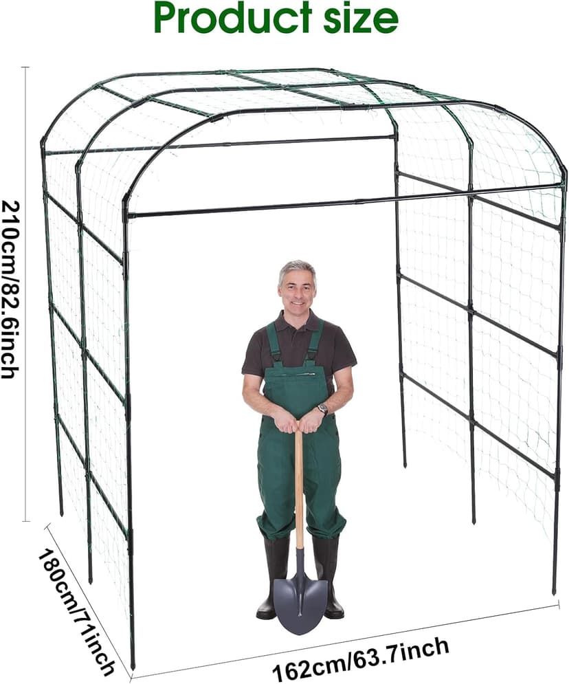 Garden Arch Trellis for Climbing Plants Outdoor, Grape Vine Tomato Bean U Frame Plant Vegetable Support, Cucumber Pergola for Backyard, Black