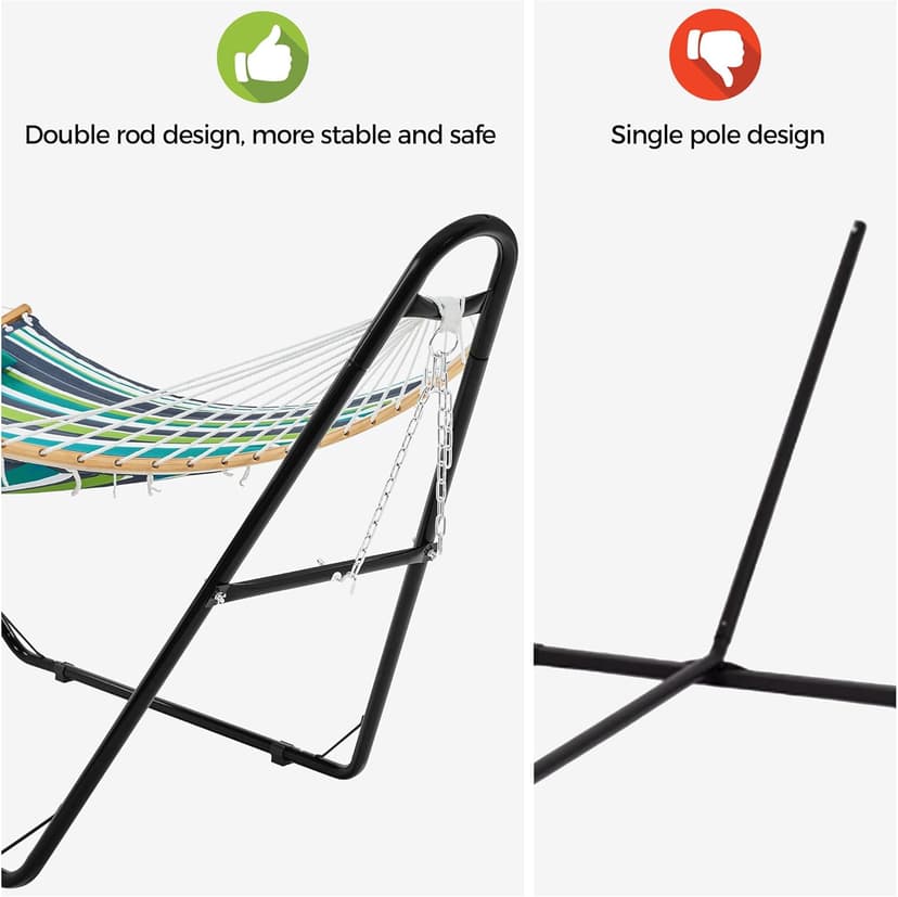 Yaheetech Universal Hammock Stand, Heavy-Duty Double-Pipe Steel Hammock Stand for 9-14.5 Ft Hammocks, 475 Lb Capacity and Capable of Holding 2-3 People