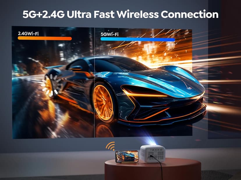 [Electric Focus]Mini Projector with 5G WiFi and Bluetooth 5.2,YABER 1080P Outdoor Projector Support ±40° Keystone Correction,Portable Projector for Phone/ TV Stick/Laptop/PS5