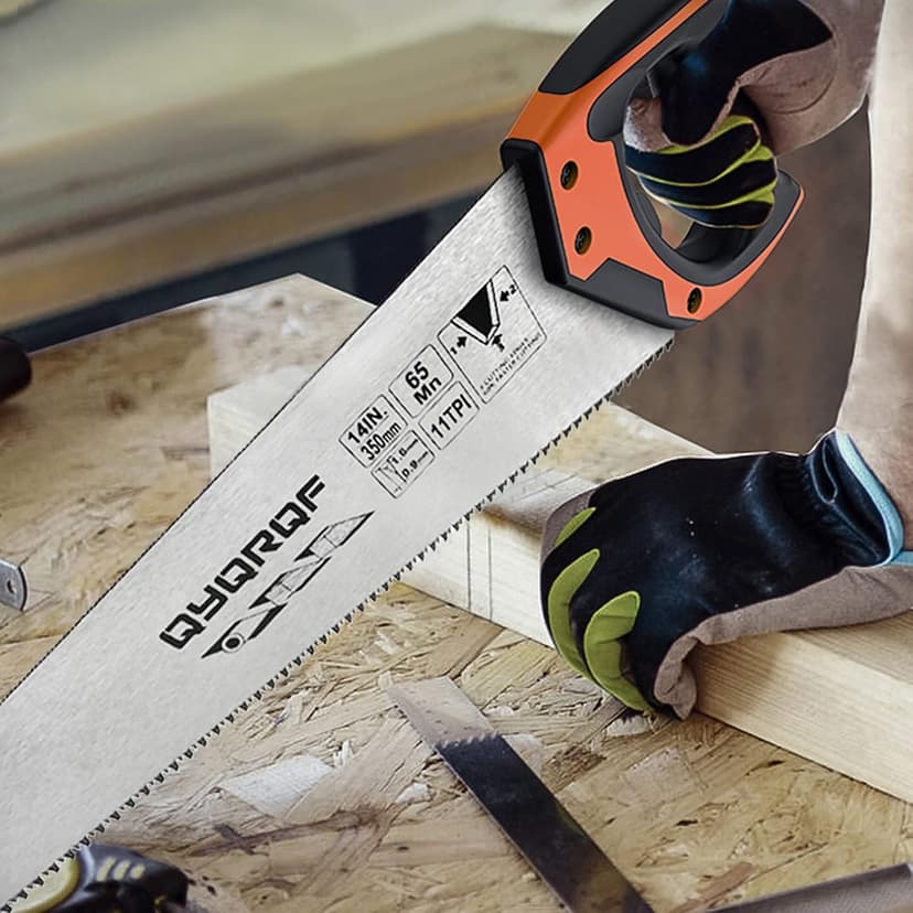 14 Inch Hand Saw, Heavy Duty Wood Saw with Ergonomical Handle Rust-proof Handsaw for Sawing Pruning Gardening Wood Plastic and Drywall (orange)