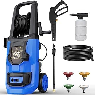 Pressure Washer, 5000PSI 3.2GPM Adjustable Touch Screen with 55FT Total Length Power Washer Electric Powered 4 Nozzles for Driveways Furniture or Cars 2000W