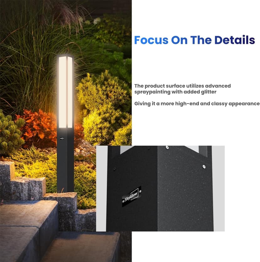 SkyGlow Outdoor Landscape Path Light, 71" Waterproof Aluminum LED Lighting, 8W 800LM Curb Appeal Lights, Modern Lawn Lights with for Garden, Pathway, Bollard, Patio, Courtyard, Driveway Decoration