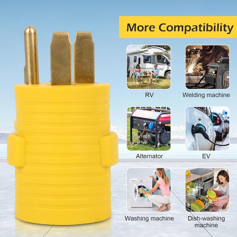 AQQHSAIN NEMA 14-50P to 14-30R Compact Adapter, 4 Prong 50 Amp Male Plug to 30 Amp Female Receptacle 120V/240V RV to Dryer Adapter Power Cord Connector for Welder EV Generator Camper Travel