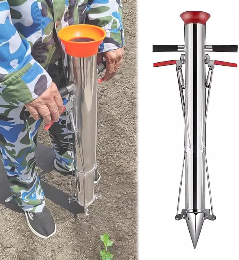 Hand Held Bulb Planter Tool - Durable & Rust-Resistant Semi-Automatic Design with Non-Slip Handle for Effective Planting of Potatoes, Pumpkins, and Peppers