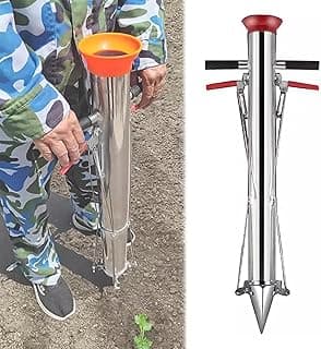Hand Held Bulb Planter Tool - Durable & Rust-Resistant Semi-Automatic Design with Non-Slip Handle for Effective Planting of Potatoes, Pumpkins, and Peppers