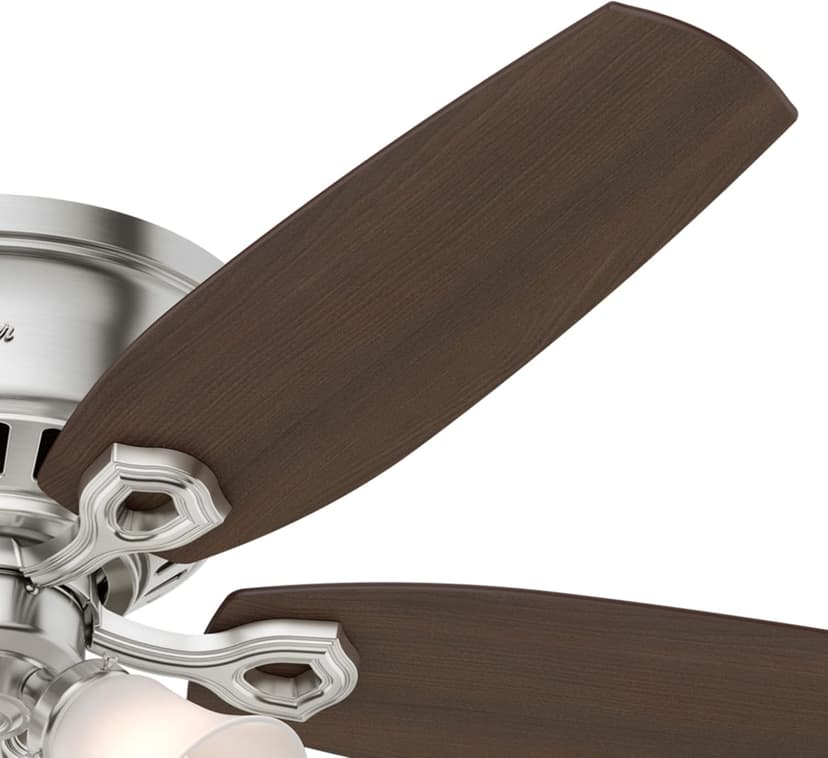Hunter Fan Company, 53328, 52 inch Builder Brushed Nickel Low Profile Ceiling Fan with LED Light Kit and Pull Chain
