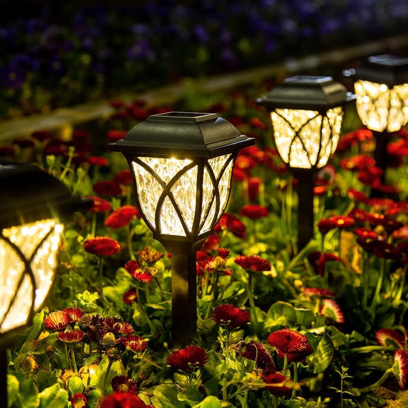 GIGALUMI Solar Lights Outdoor Waterproof, 6 Pack LED Solar Garden Lights, Outdoor Decorations, Garden Decor for Yard, Patio, Landscape, Planter, Walkway (Warm White)