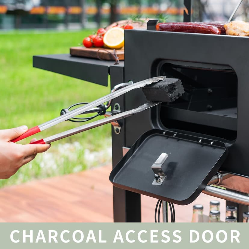 Kenadne Charcoal Grill Outdoor BBQ Grill, Extra Large Cooking Area 794 Square Inches with Two Individual & Adjustable Charcoal Tray, Foldable Side Tables for Outdoor Cooking grill Backyard