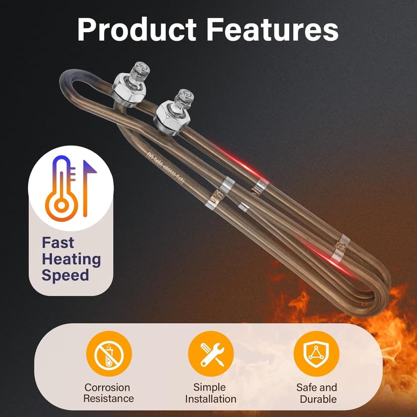 4KW 240V Universal Titanium Hot Tub Heating Element Replacement for Balboa Spa Heater Element, Flo-Thru Hot Tub Heater Element for Spa Electric Heaters and Swimming Pools