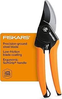 Fiskars Bypass Pruning Shears, 5/8-Inch Cut Capacity SoftGrip Hand Pruner for Small Hands, Blade Stays Sharp Through Heavy Use with Rust Resistant, Low-Friction Coating