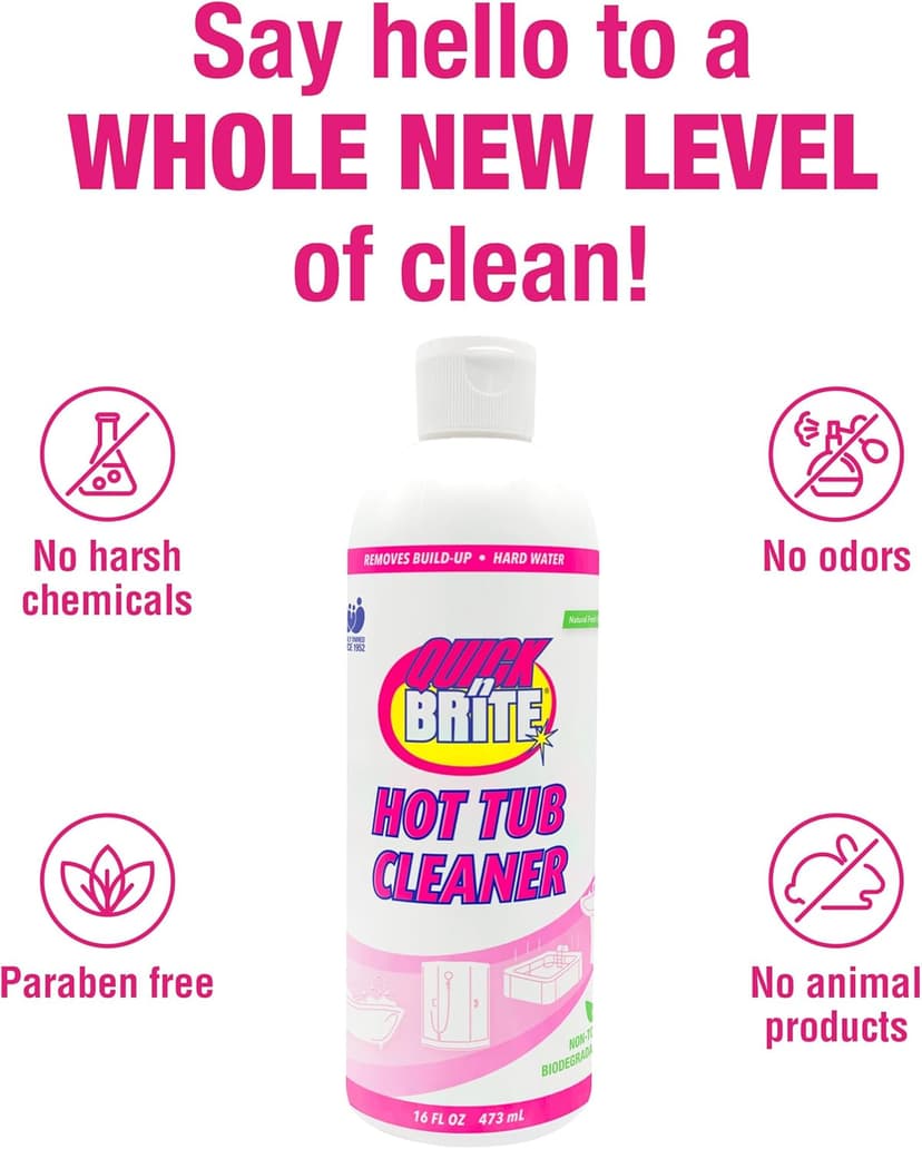 Quick N Brite Heavy Duty Hot Tub Cleaner Kit - Non-abrasive Cleaning Gel with Sponge and Cloth, 16 oz. (Packaging May Vary)