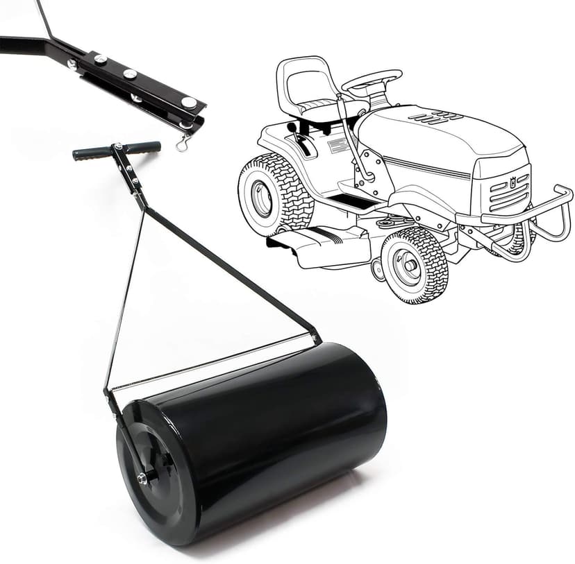 Lawn Roller,Combination Push/Tow Poly Lawn Roller with Easy Turn Tethered Plug,Durable Iron Garden Lawn Roller, 14 by 24", for Lawn and Garden Tractors (60L/16 Gallon)