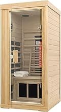 Ceramic Infrared Sauna, 1 Person Infrared Sauna, Hemlock Wood Home Sauna Spa, Far Infrared Sauna Indoor, Low EMF Infrared Saunas for Home with Smart Display, Bluetooth Speaker,1,240 watt