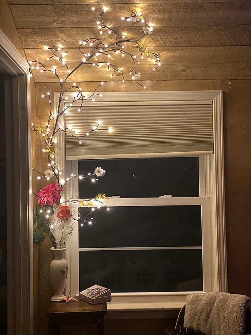 Enchanted Willow Vine Lights with Remote, Christmas Fall Decorations Indoor Room Decor, 8 Modes Artificial Plants Lighted Willow Vine Lights, Wall Decor for Room Decor, Wall Light