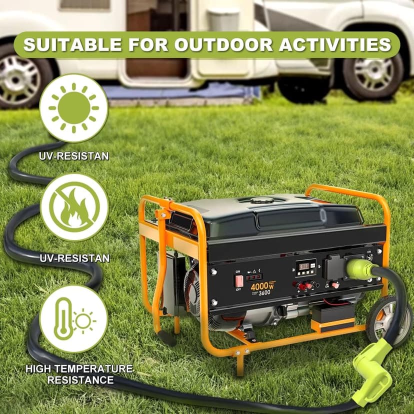 3 Prong 30 Amp RV Generator Adapter, NEMA L5-30P Twist Lock Male Plug to NEMA TT-30R Female,Outdoor Ower Equipment Suitable for RV Trailer Camper,Heavy Duty STW 10 AWG, ETL Listed (12 Inch)