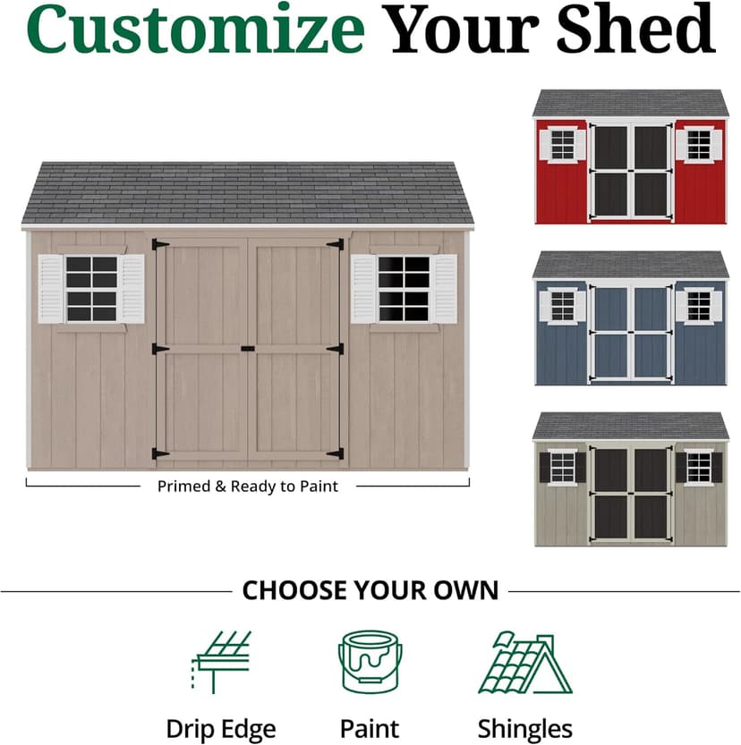 10x12 Value Workshop Shed with Operable Windows, Outdoor Wood Storage Do-It-Yourself Precut Kit