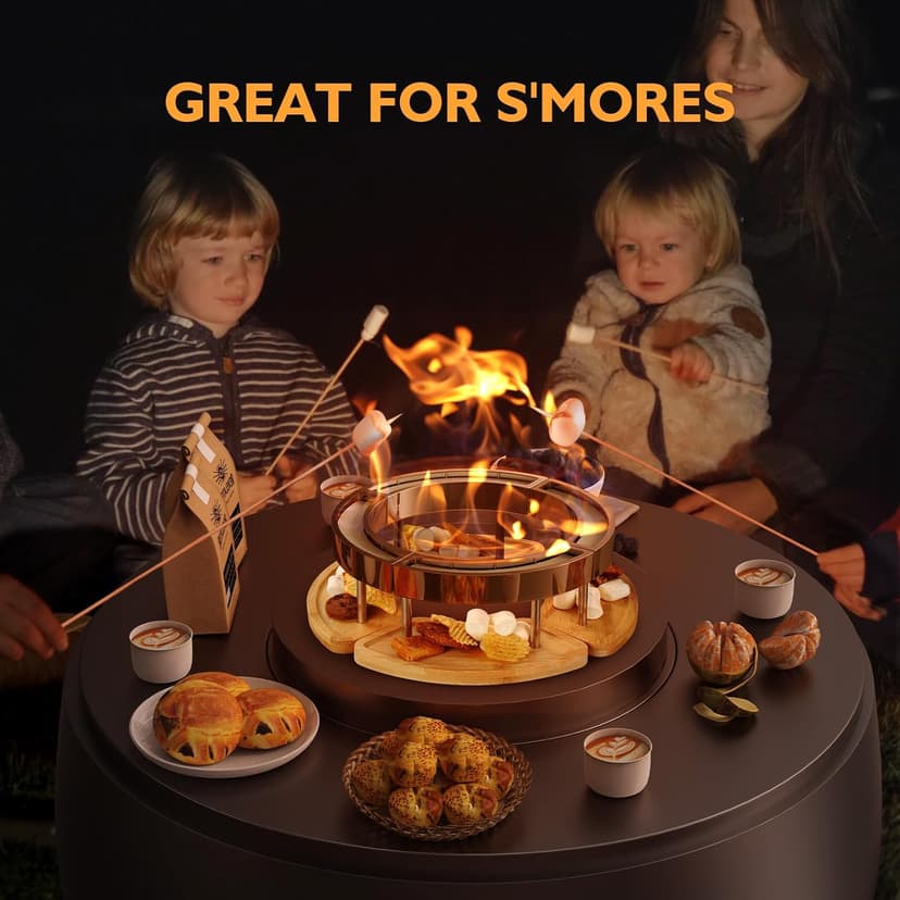 OGERY Tabletop Fire Pit - Ethanol Table Top Firepit for Indoor Outdoor Use, Portable Fire Place with DIY-Style Design to Place Biscuits Snacks for S'Mores - Perfect for Patio Home Decor Parties Gifts