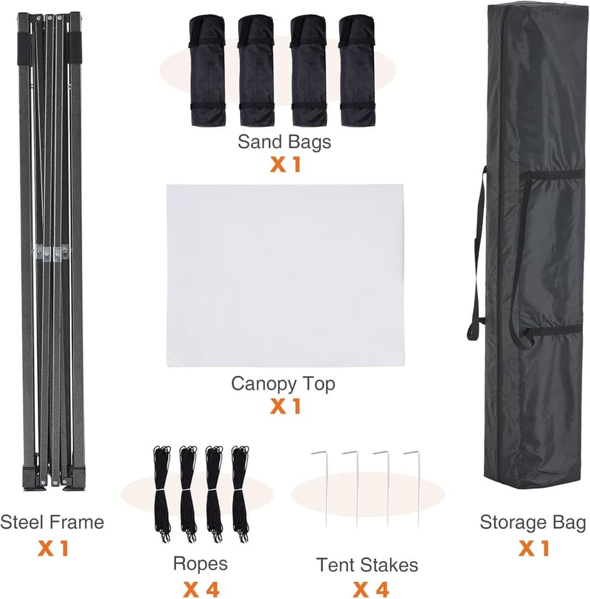 DUMOS Canopy Tents 10x10 Heavy Duty with Sand Bags, Pop Up Canopy for Vendor Market,Parties,Backyard with Carrying Bag, Waterproof Portable Tent Pop Up Shade 10FT WH