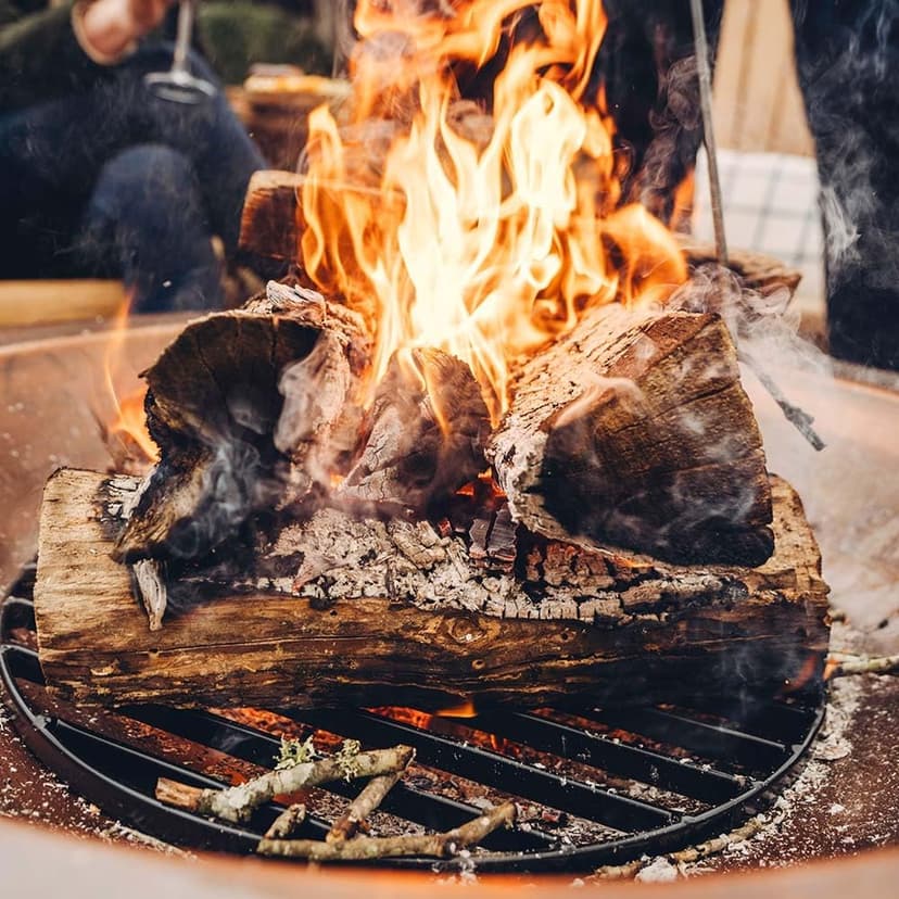 TITAN GREAT OUTDOORS Ash & Ember 40" Copper Outdoor Fire Pit with Solid Steel Base, Grate and Fire Iron Tool Included, Perfect for Backyard Fires and Gatherings