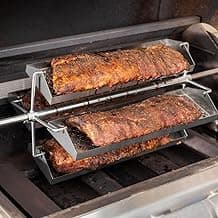 BBQGUYS Signature Rib Rotisserie Rotating BBQ Grill Trays - BBQ-RRW