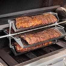 BBQGUYS Signature Rib Rotisserie Rotating BBQ Grill Trays - BBQ-RRW