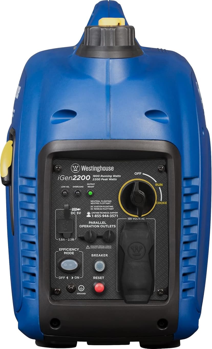 Westinghouse 2200 Peak Watt Super Quiet & Lightweight Portable Inverter Generator, Gas Powered, Parallel Capable, Long Run Time