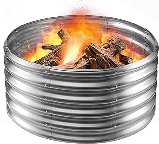 Camp Fire Ring Pit, Large Round Galvanized Steel Fire Pit, Heavy Duty Steel Fire Pit for Backyard, Camping, Bonfire (2.67x2.67x1.5 FT)