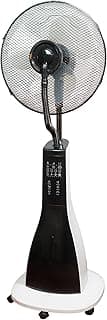 XBrand Oscillating Pedestal Fan with Mist, Misting Fan for Home, Office, Patios with Timer & Remote Control, 47 Inch Height,Black and White