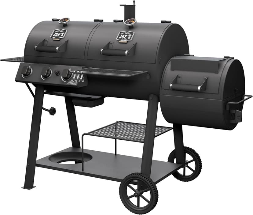 OKLAHOMA JOE'S® Canyon™ Charcoal and Propane Gas Combination Smoker and Grill, Black Steel, 24203004